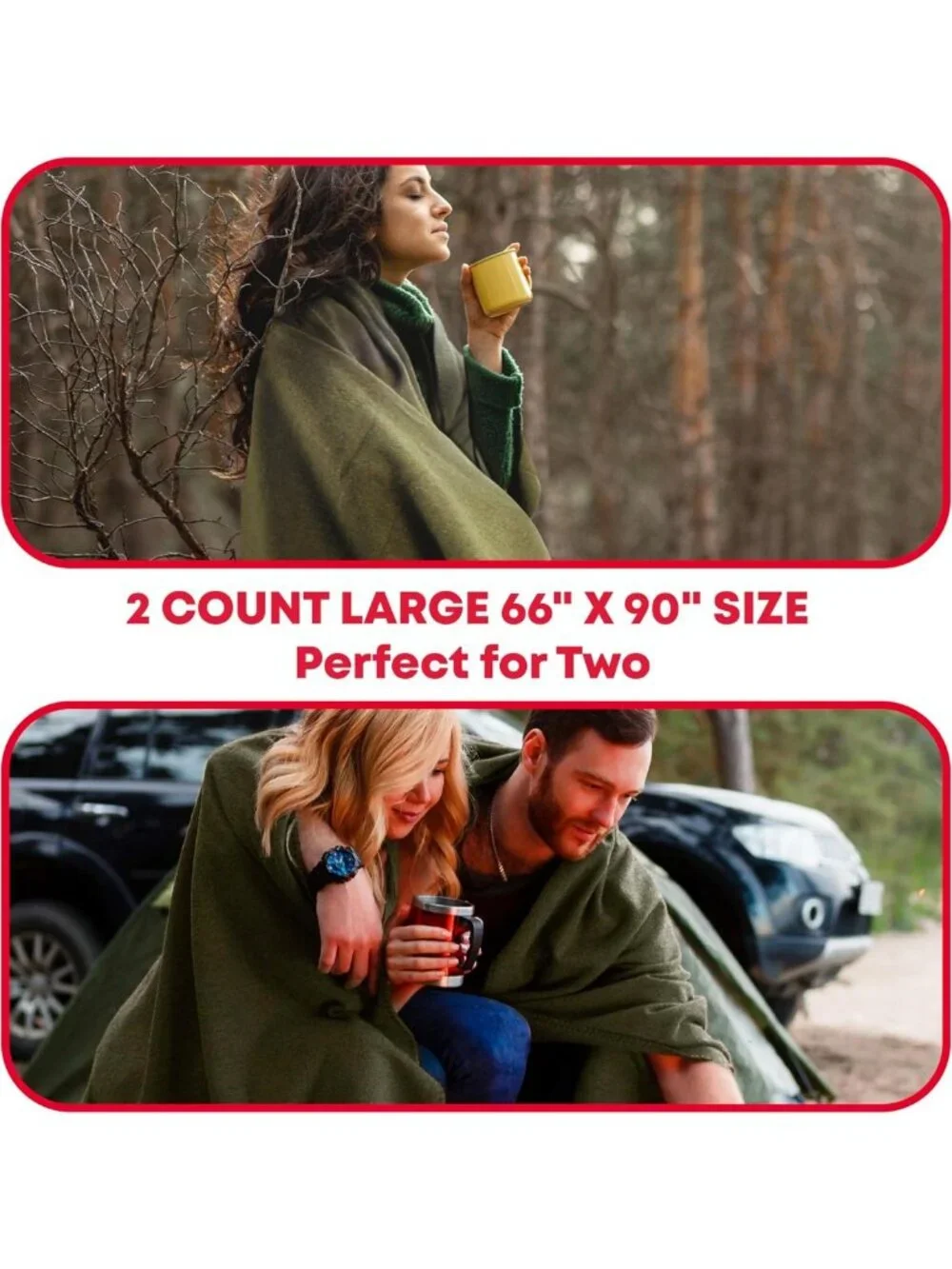 Warm Fire Retardant Survival Blanket - Heavy-Duty 80% Wool, 66